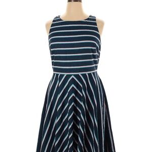 Eliza J Blue and White Halter A-Line Midi Dress size 16